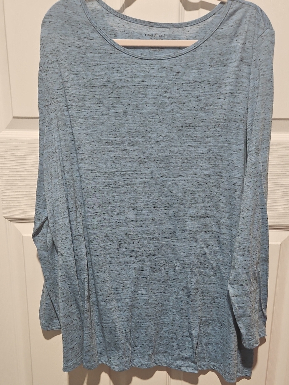 Lane Bryant Heathered Light Blue Long Sleeve Scoop Neck Tee